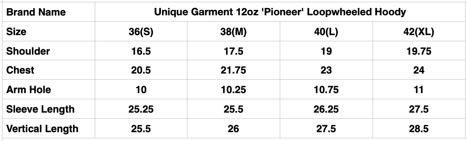 Unique Garment 12oz 'Pioneer' Loopwheeled Hoody (Midnight Navy)