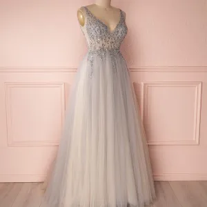 V-Neck Beading Spaghetti Strap  Prom Dresses ,Evening Dresses  Party Dress, PDY0166