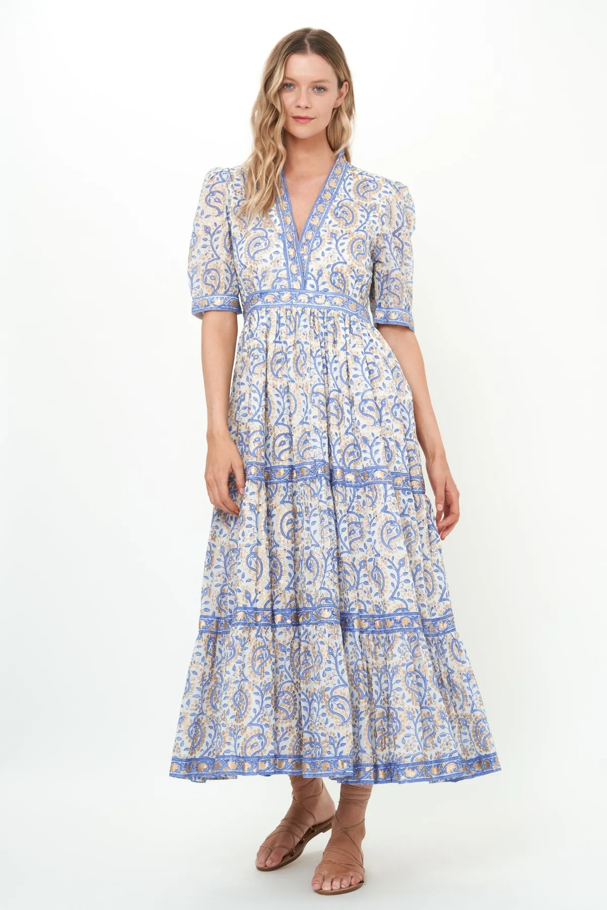 V-Neck Cuffed Maxi - Marseille Blue