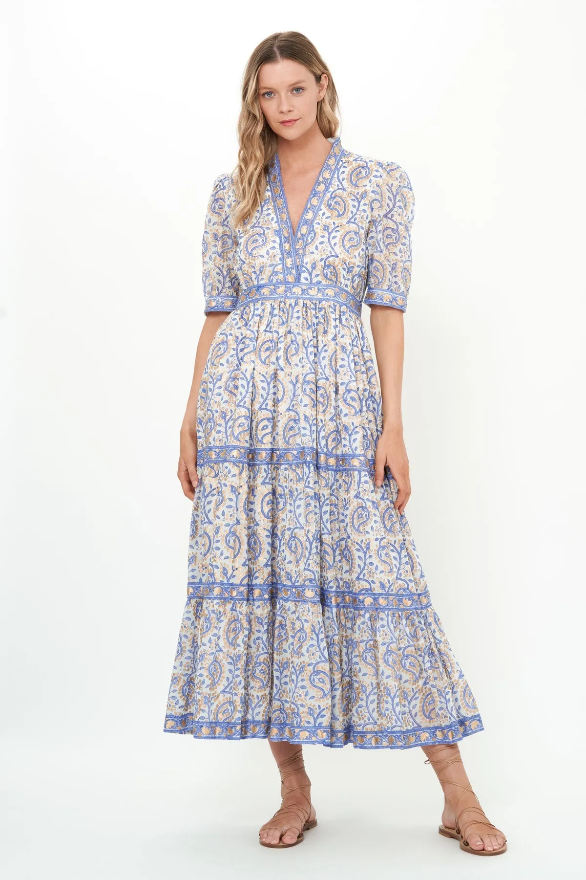 V-Neck Cuffed Maxi - Marseille Blue