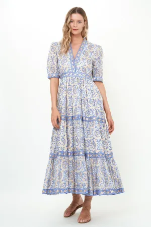 V-Neck Cuffed Maxi - Marseille Blue