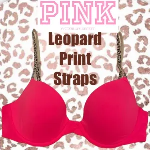Victoria’s Secret PINK Where Everywhere Demi Bra Pink &amp; Leopard Animal Print 34C