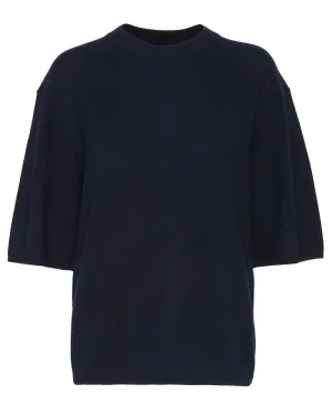 Washable Cashmere Oversized Easy T in Navy
