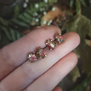 WATERMELON TOURMALINE - MISMATCHED STUD - Earrings
