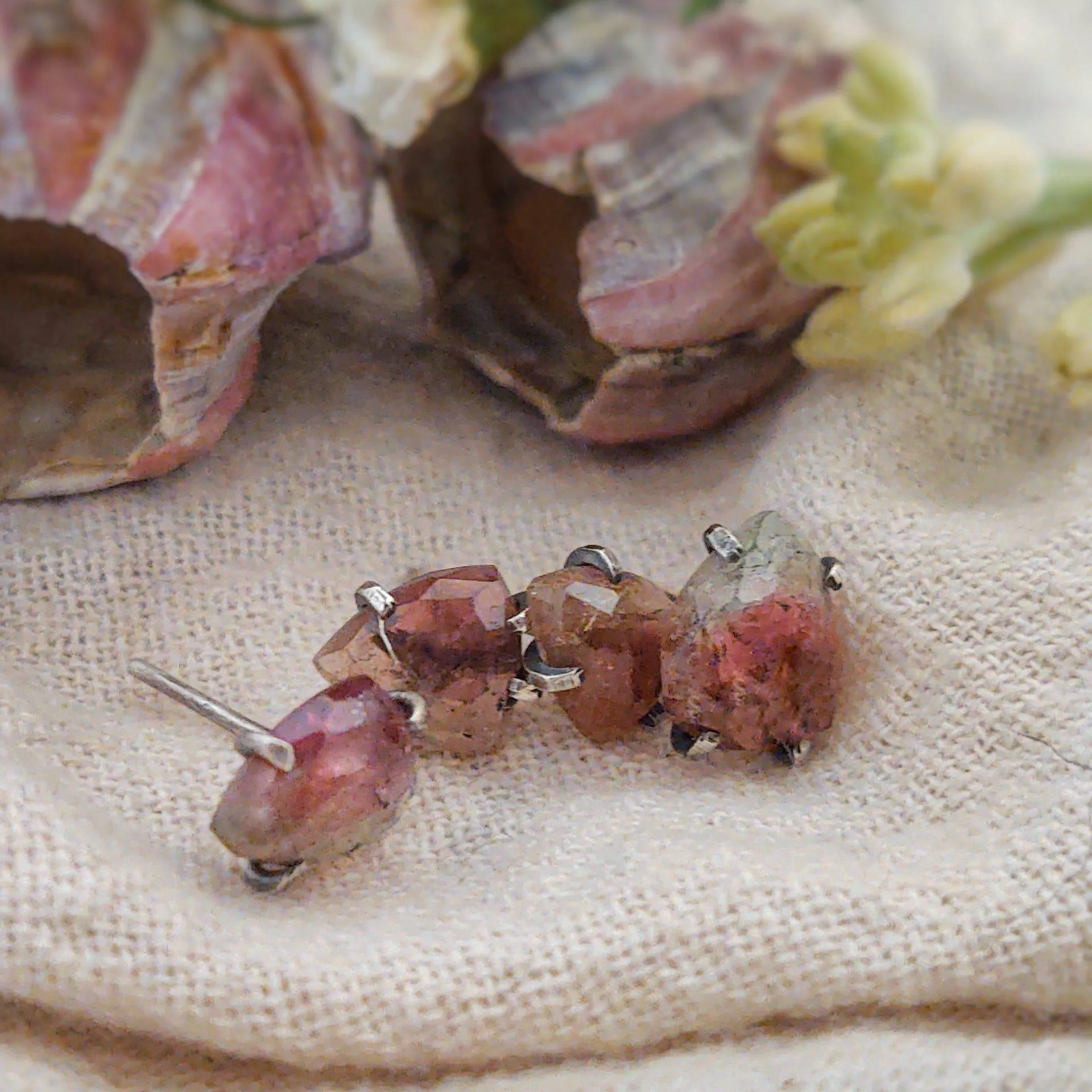 WATERMELON TOURMALINE - MISMATCHED STUD - Earrings