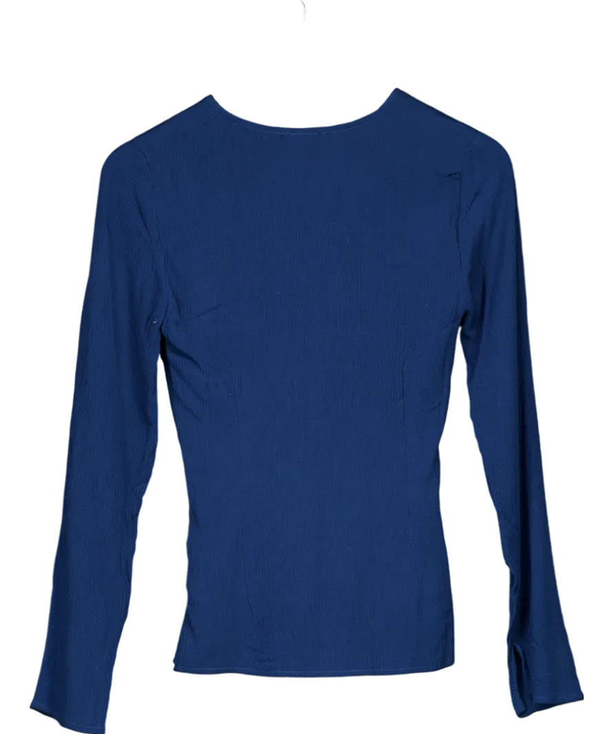 Whistles Blue Twist Front Textured Top UK 6