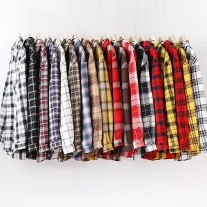 Women Plaid Shirt Chic Checked Blouse Long Sleeve Female Casual Print Shirts Loose Cotton Tops
