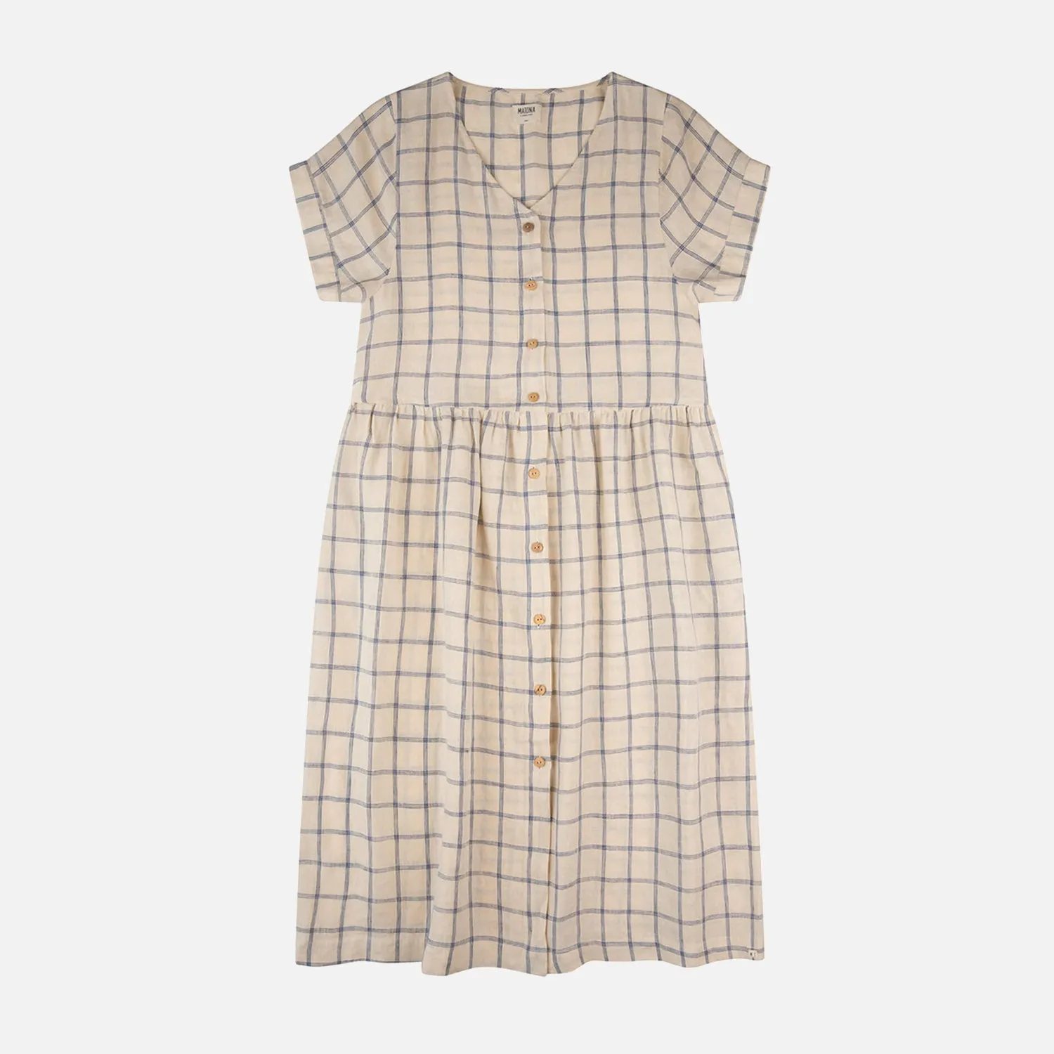 Women's Linen Midi Dress - Blue Net