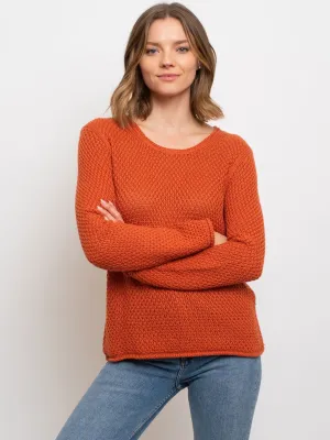 WOMEN'S WEAVE POINT ROUND NECK SWEATER