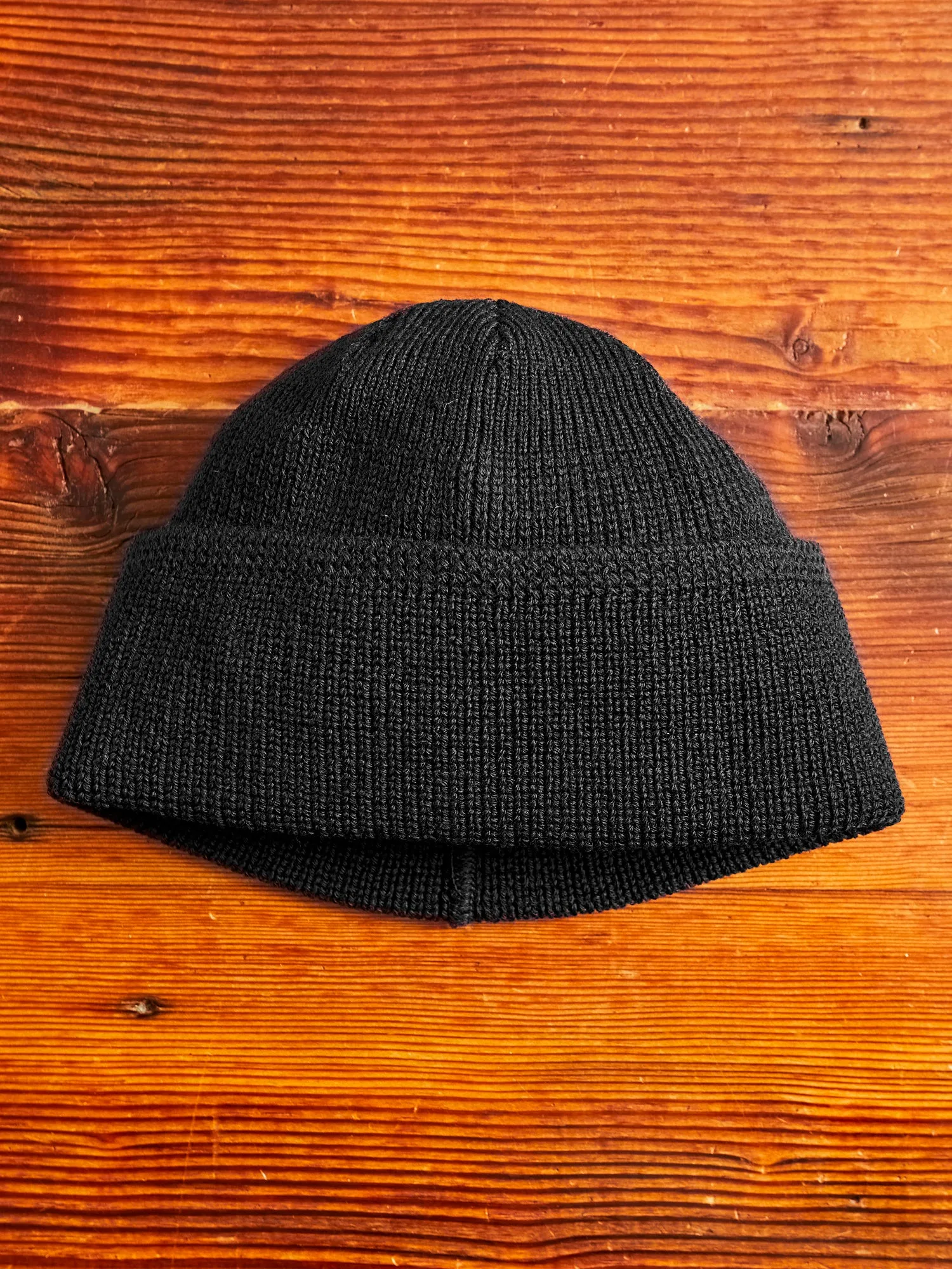 Wool Knit Watch Cap in Black