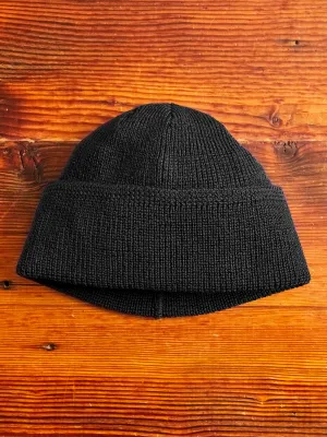 Wool Knit Watch Cap in Black